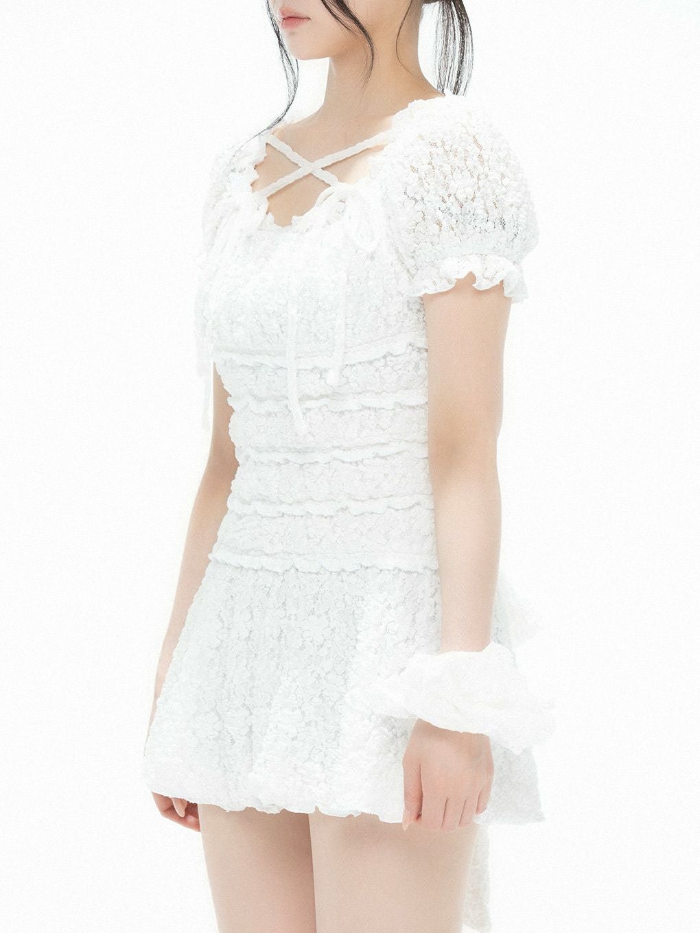 【BUBBLES】シャーリングリボンワンピース