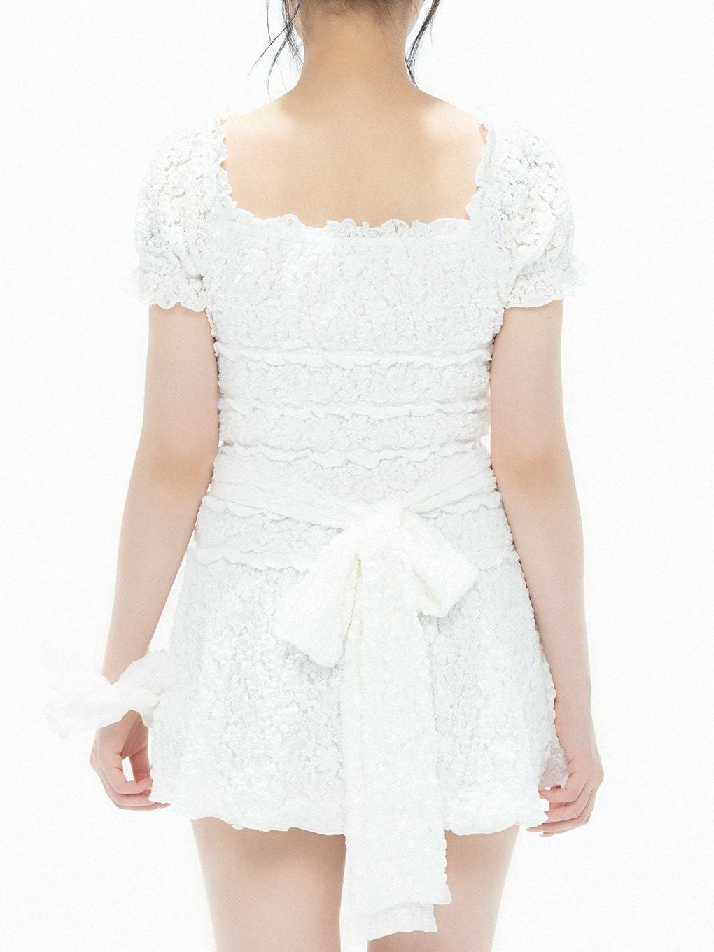 【BUBBLES】シャーリングリボンワンピース