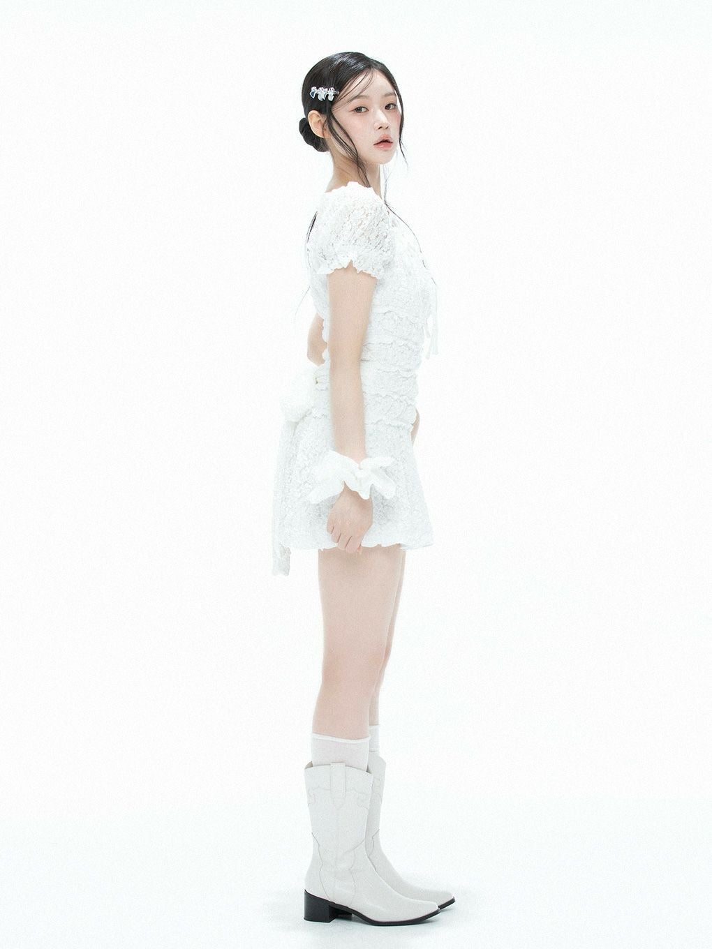 【BUBBLES】シャーリングリボンワンピース