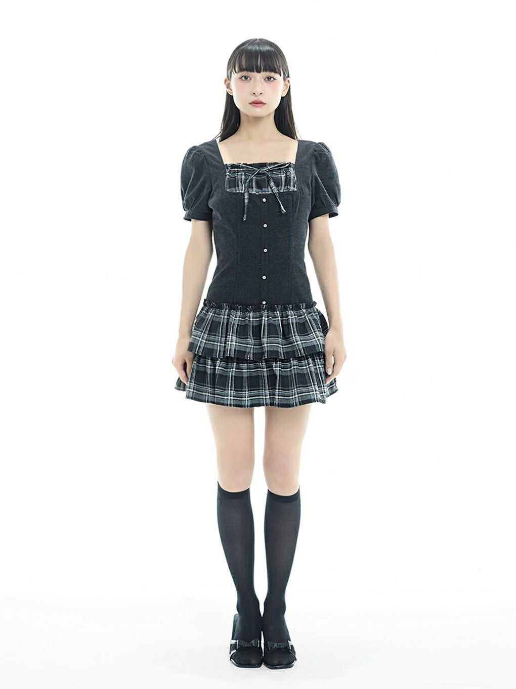 BUBBLES リボンデニムワンピース BUBBLES】リボンデニムワンピース | sparkling mall online store