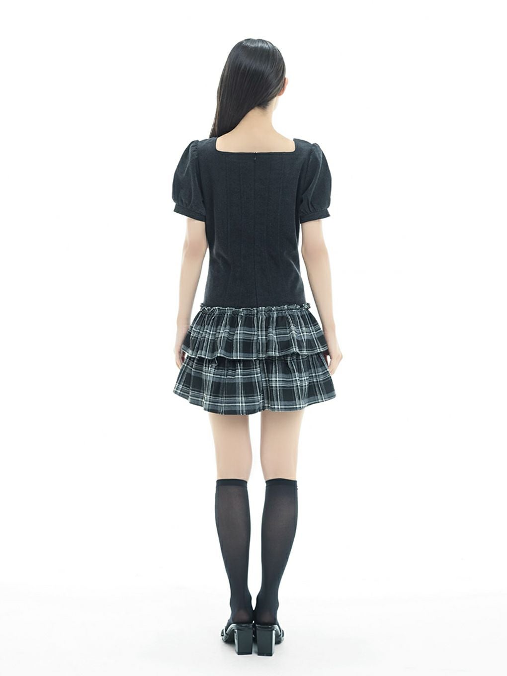 bubbles リボンデニムワンピース ブラック Sサイズ BUBBLES】リボンデニムワンピース | sparkling mall online store