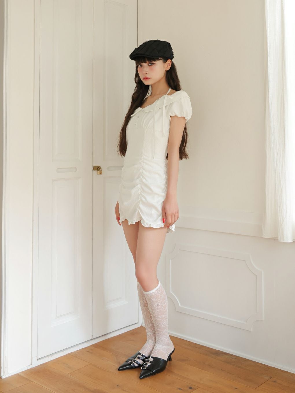 【BUBBLES】ジャガードギャザーワンピース