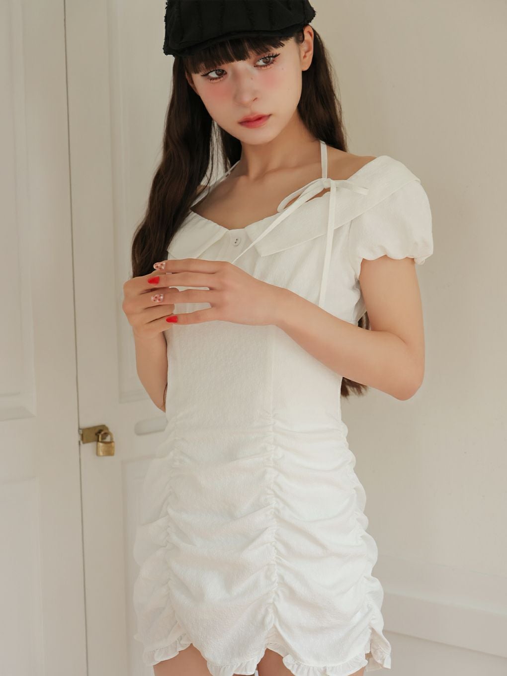 【BUBBLES】ジャガードギャザーワンピース