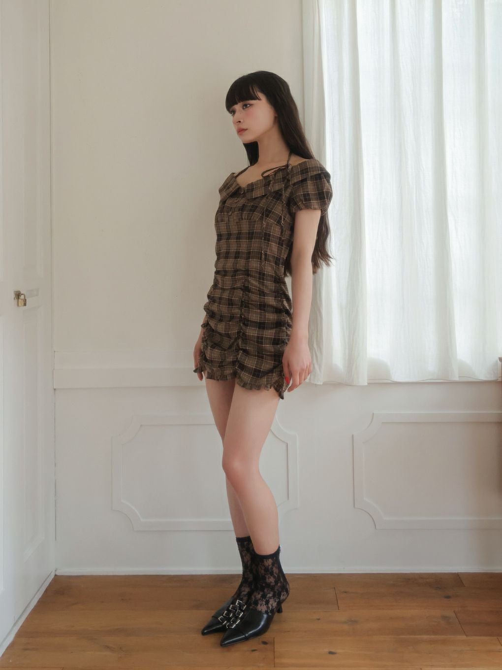 【BUBBLES】ジャガードギャザーワンピース