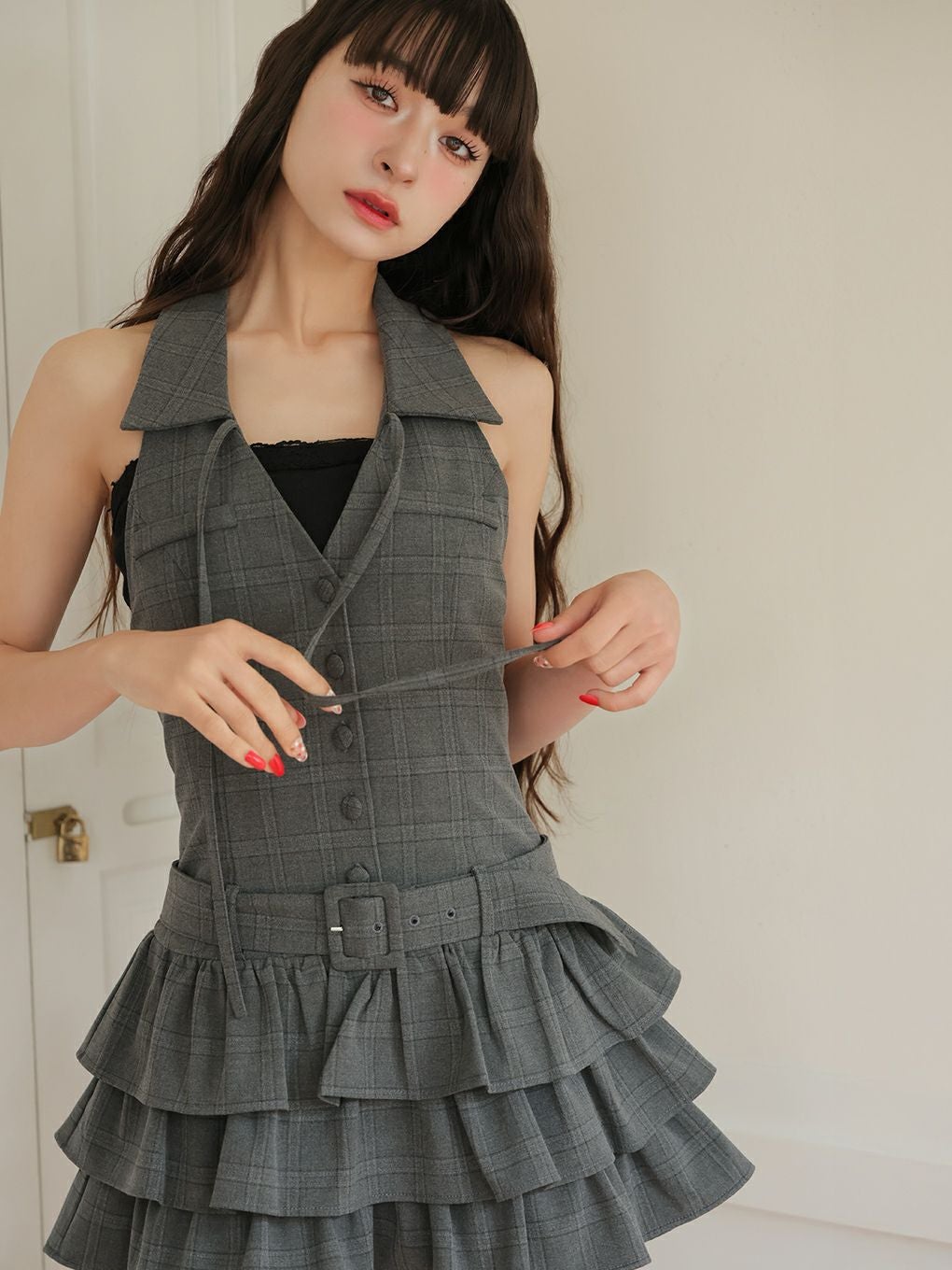 【BUBBLES】バックリボンティアードワンピース