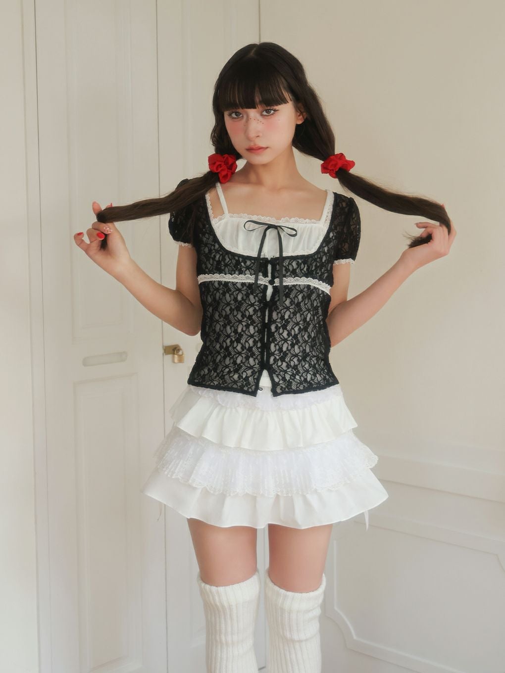 bubbles フラワーレーストップス ブラック BUBBLES】フラワーレーストップス | sparkling mall online store