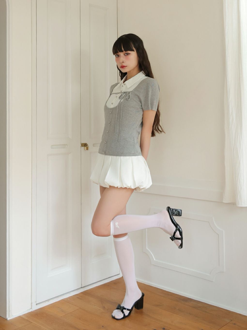 【BUBBLES】スクールガーリーリボントップス