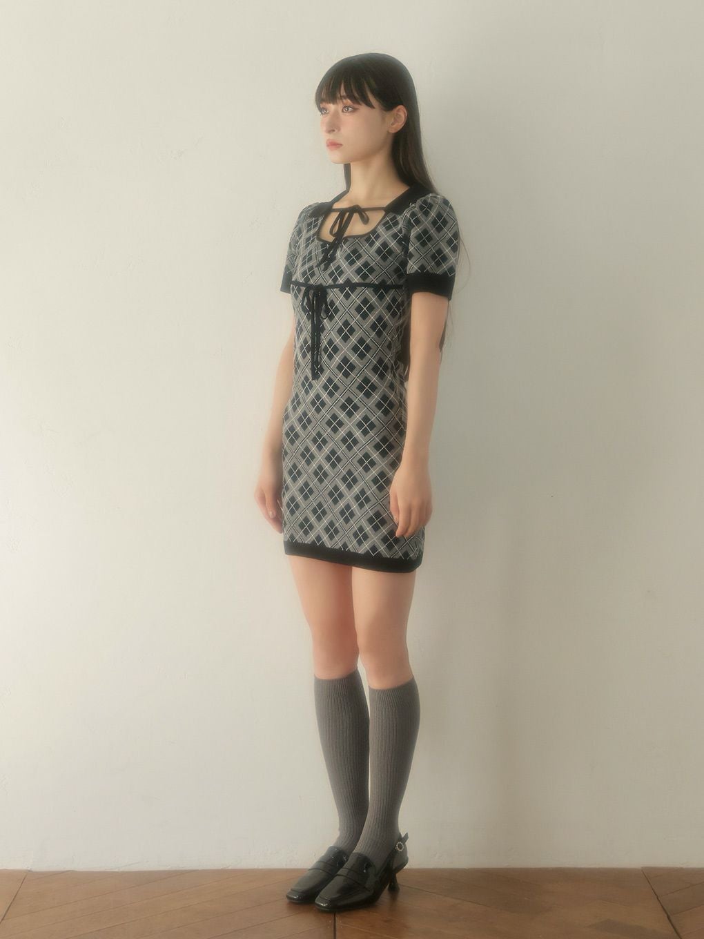 【BUBBLES】チェックリボンワンピース
