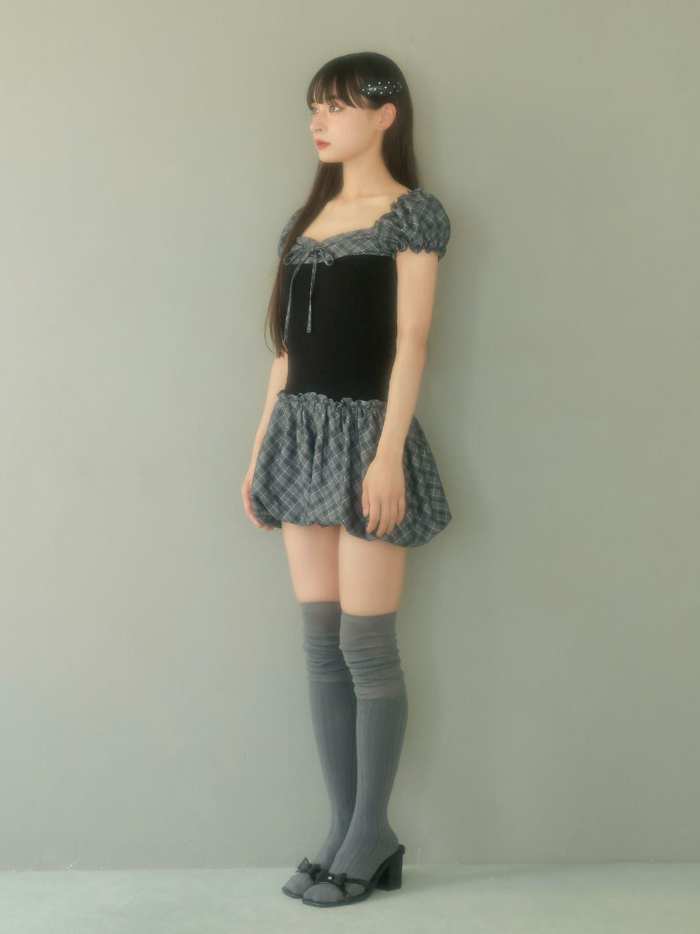 【BUBBLES】バルーンチェックワンピース