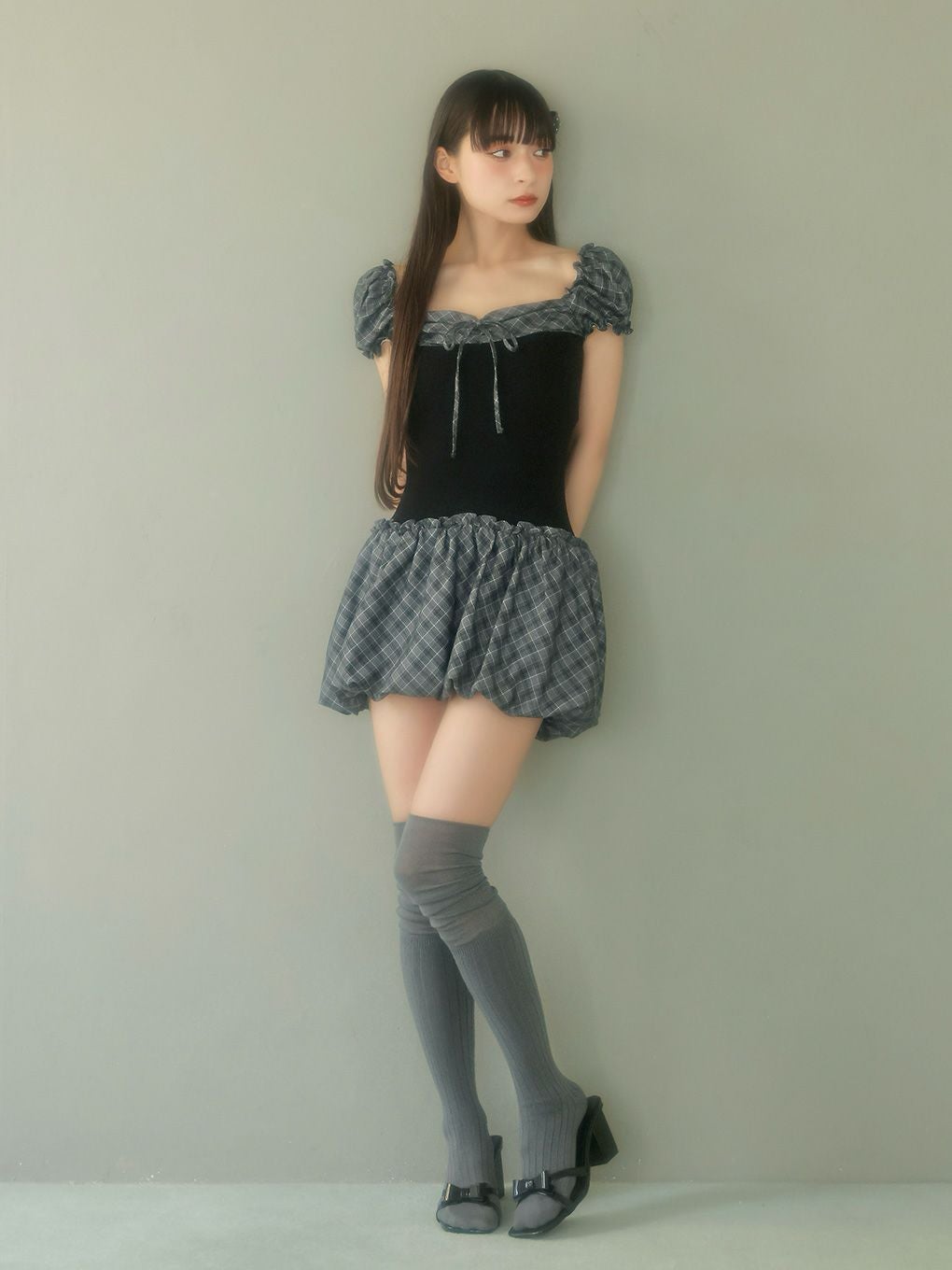 【BUBBLES】バルーンチェックワンピース