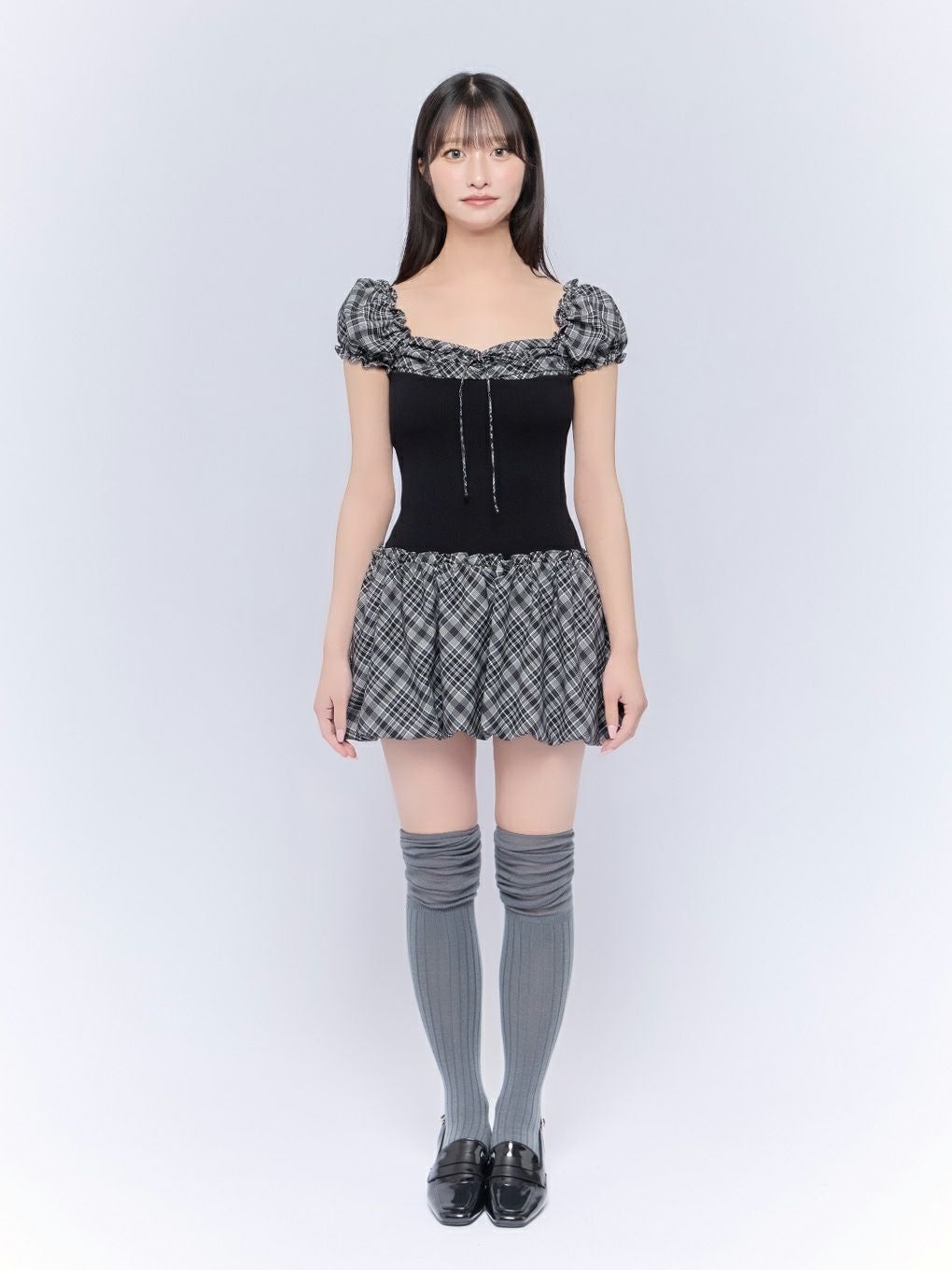 【BUBBLES】バルーンチェックワンピース