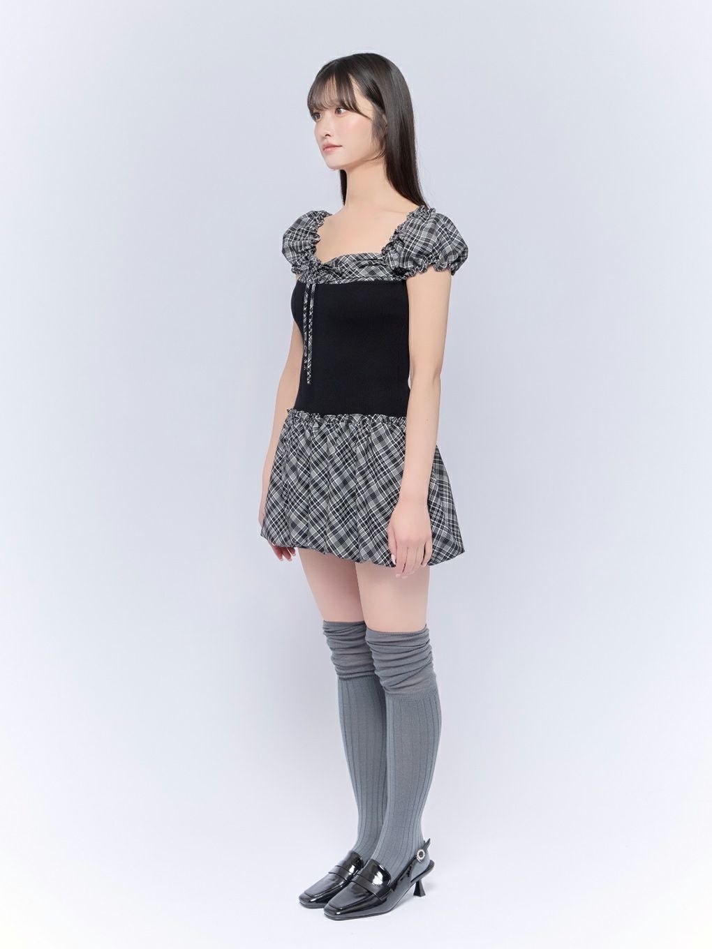 【BUBBLES】バルーンチェックワンピース