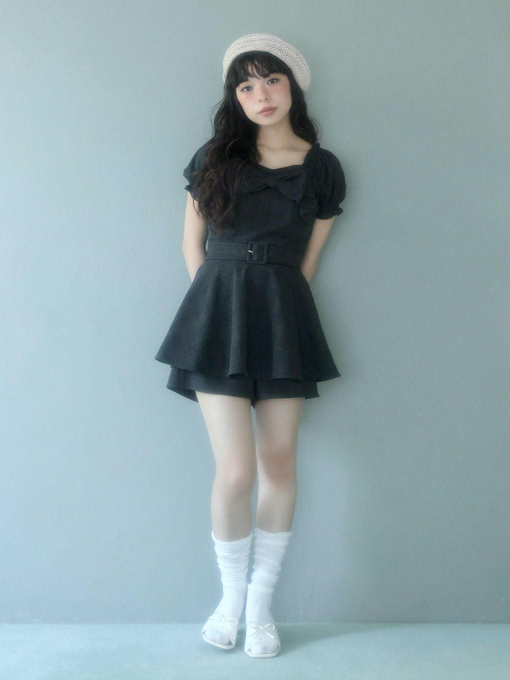 bubbles リボンペプラムセットアップ ブラック BUBBLES】リボンペプラムセットアップ | sparkling mall online store