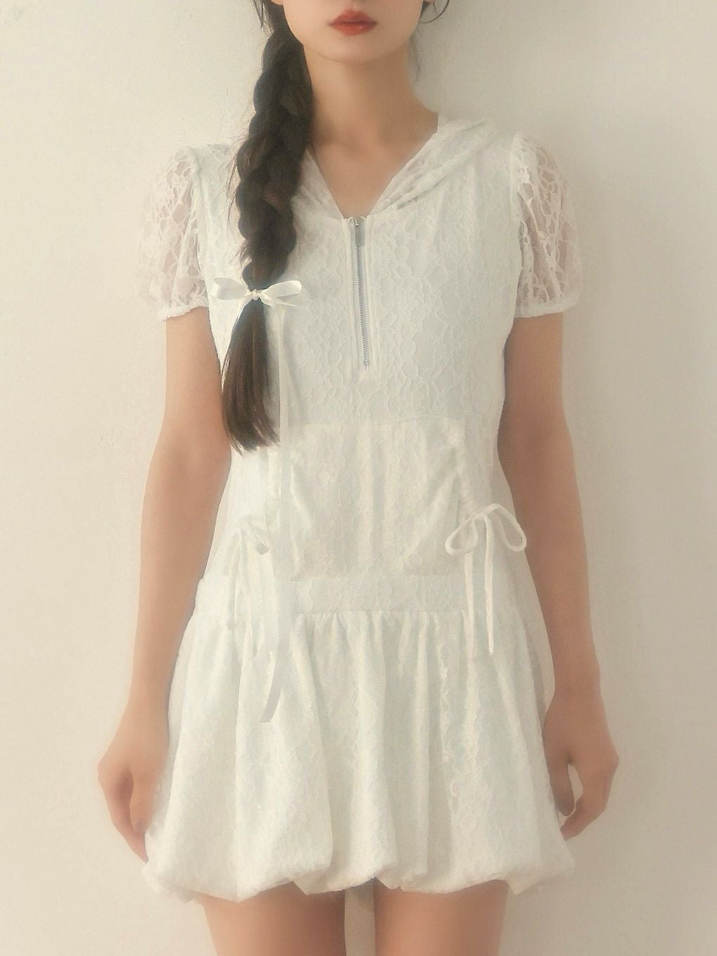 【BUBBLES】レースパーカーバルーンワンピース