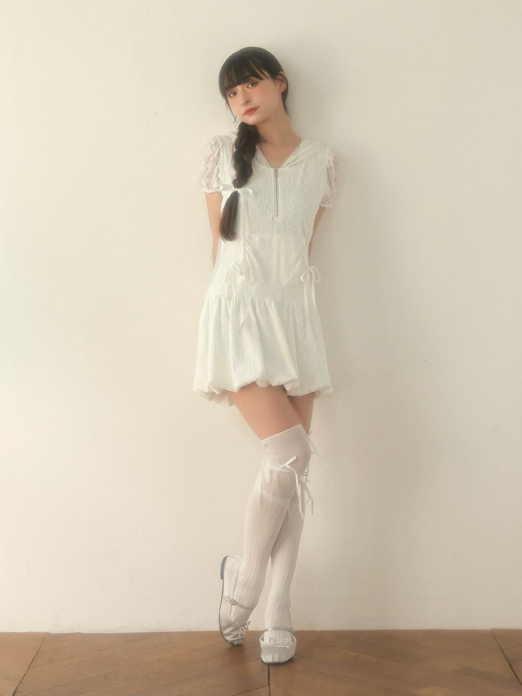 【BUBBLES】レースパーカーバルーンワンピース