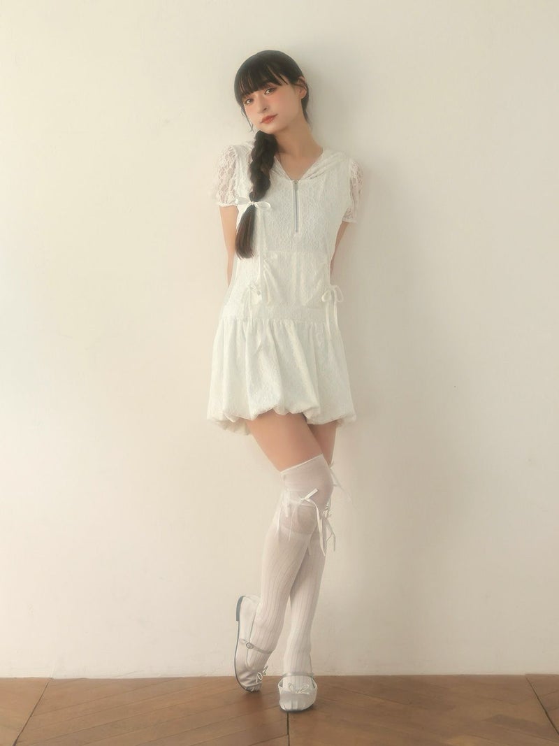 BUBBLES】レースパーカーバルーンワンピース | sparkling mall online 