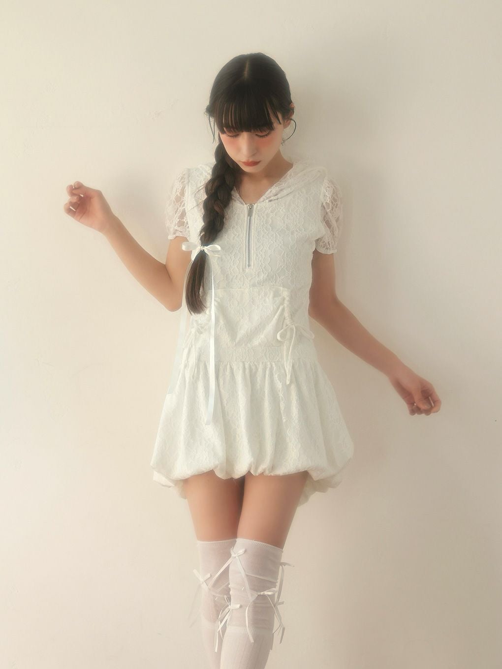 BUBBLES】レースパーカーバルーンワンピース | sparkling mall online