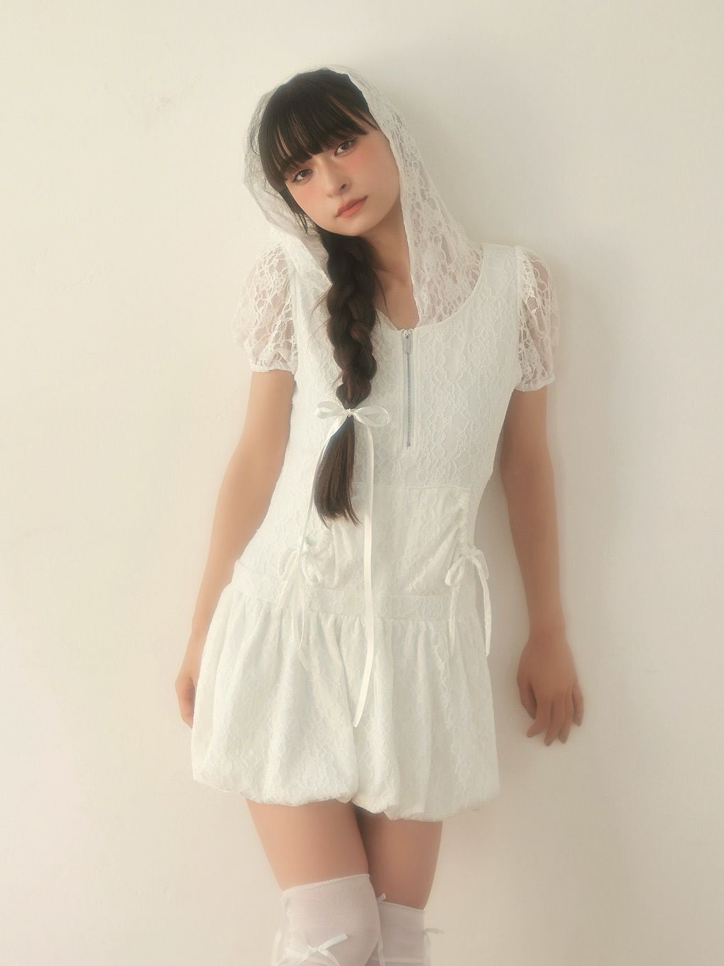 BUBBLES】レースパーカーバルーンワンピース | sparkling mall online