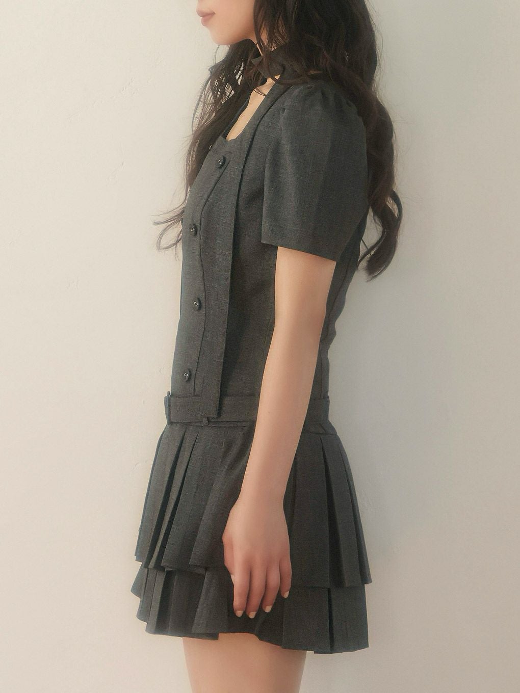 【BUBBLES】スクエアプリーツワンピース