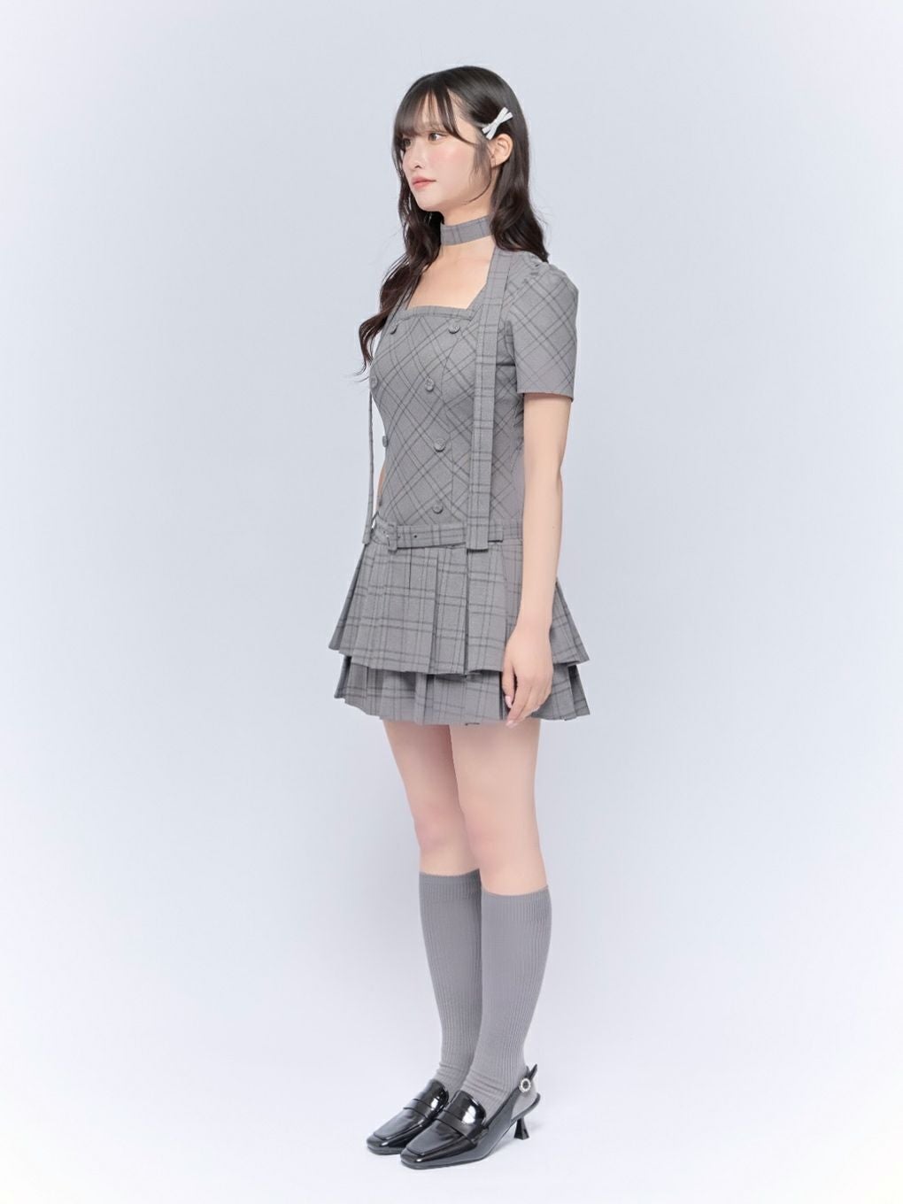 【BUBBLES】スクエアプリーツワンピース