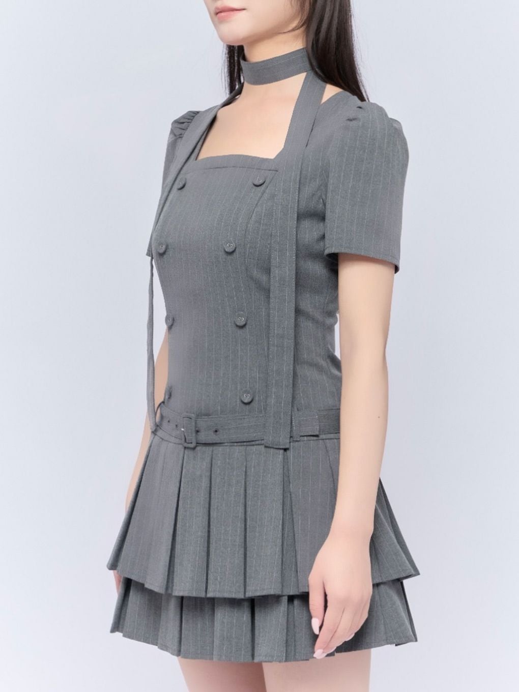 【BUBBLES】スクエアプリーツワンピース