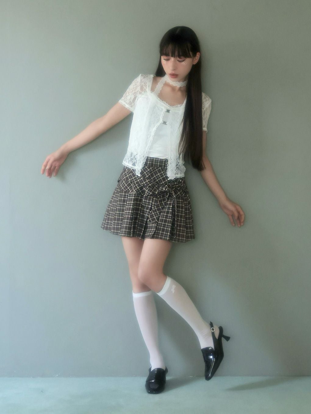 【BUBBLES】リボンプリーツスカパン