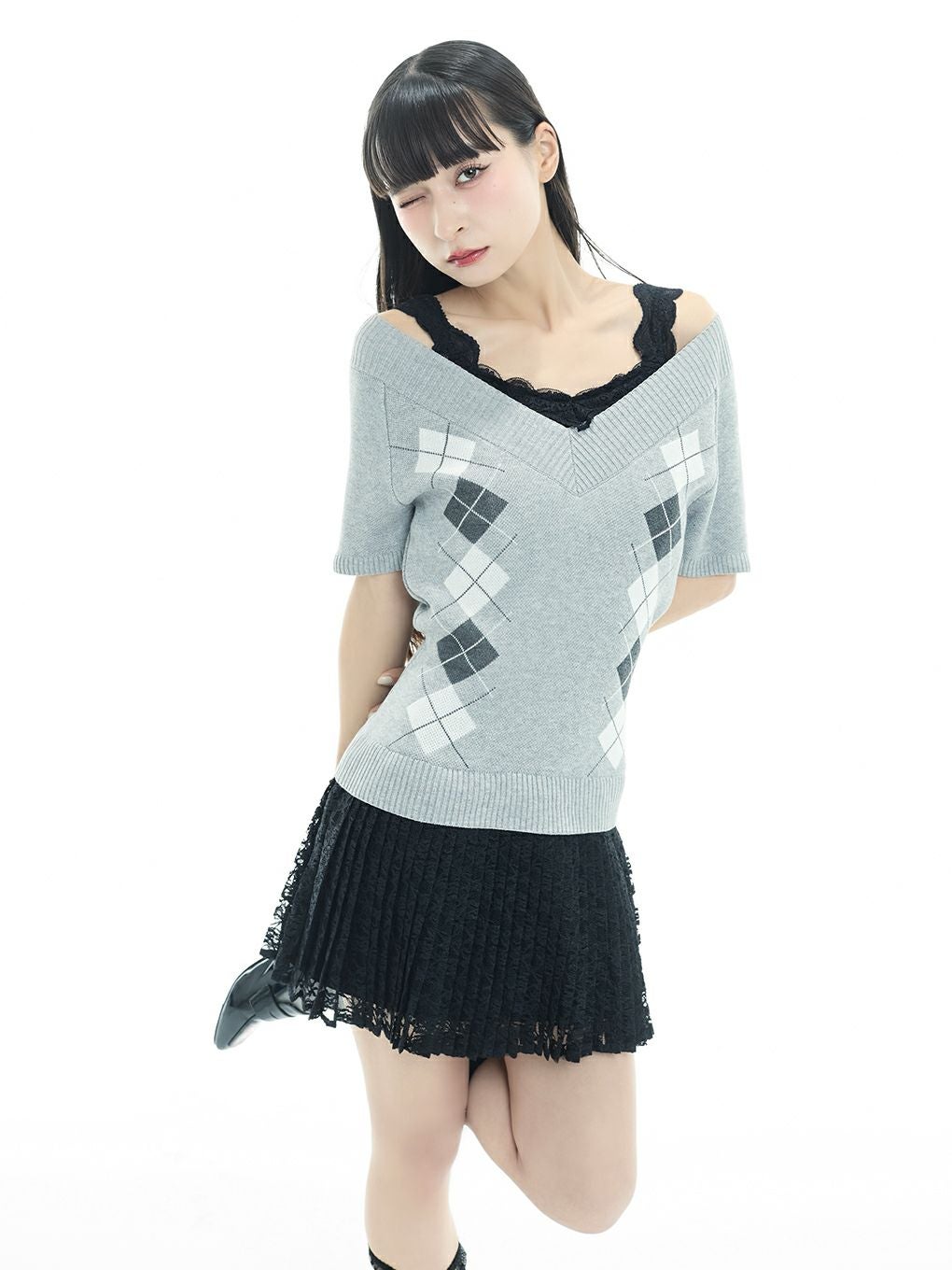 【BUBBLES】レイヤードプリーツワンピース