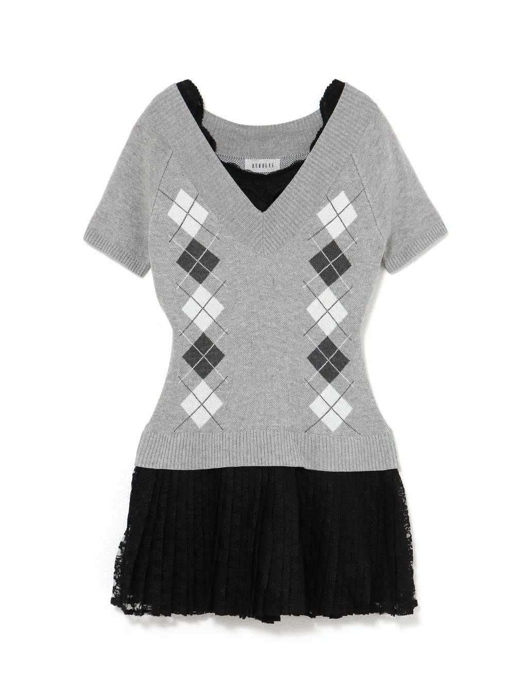 【BUBBLES】レイヤードプリーツワンピース