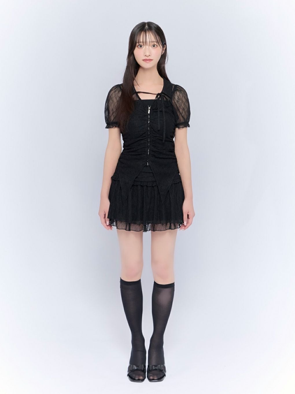 【BUBBLES】ギャザーフレアレーススカパン