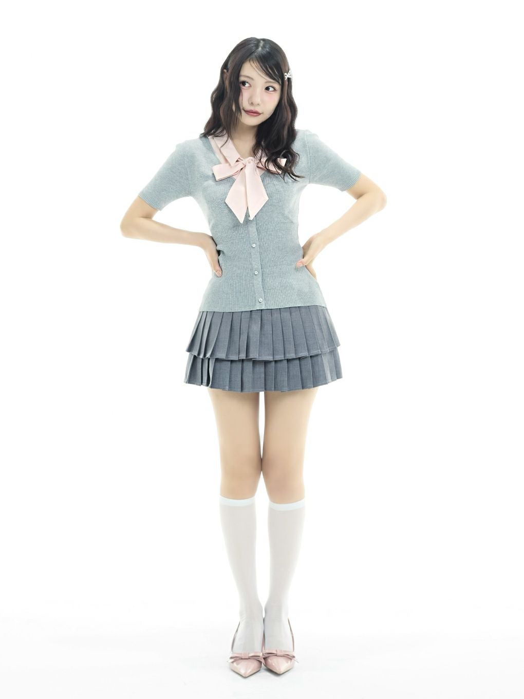 【BUBBLES】リボンシャツトップス