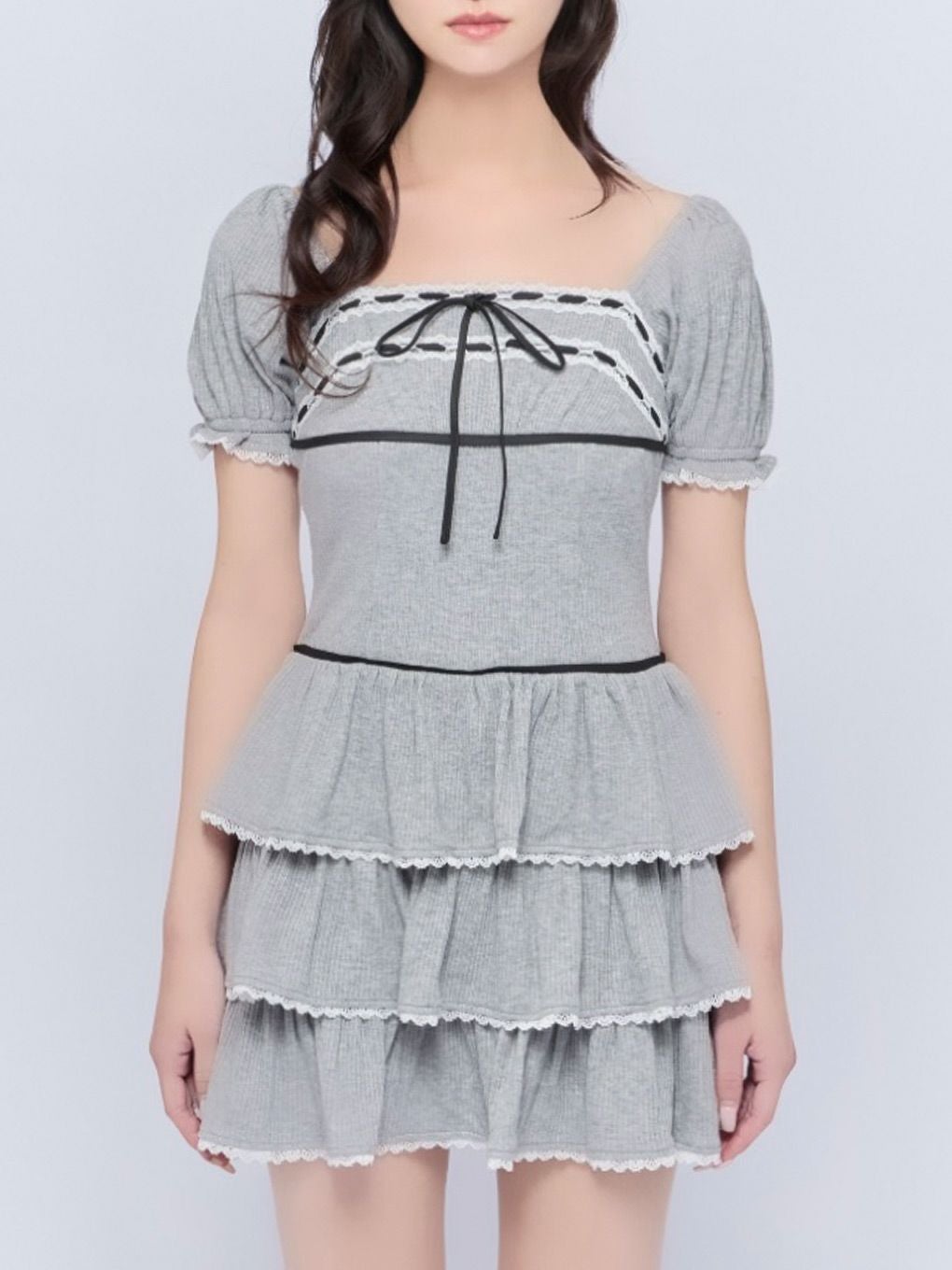 【BUBBLES】リブティアードワンピース