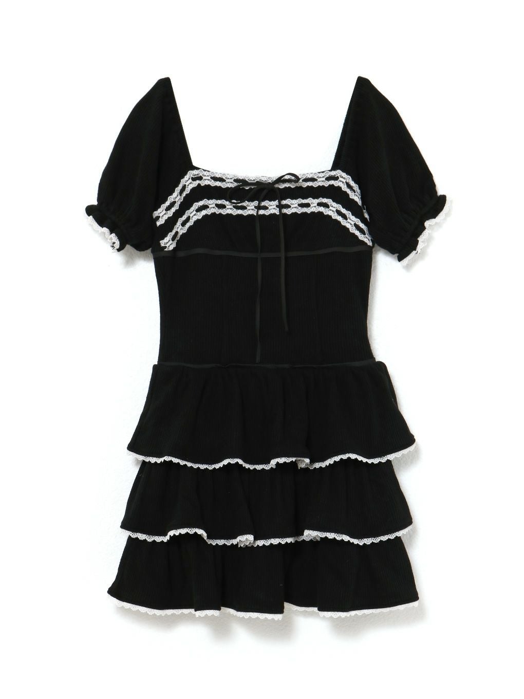 【BUBBLES】リブティアードワンピース