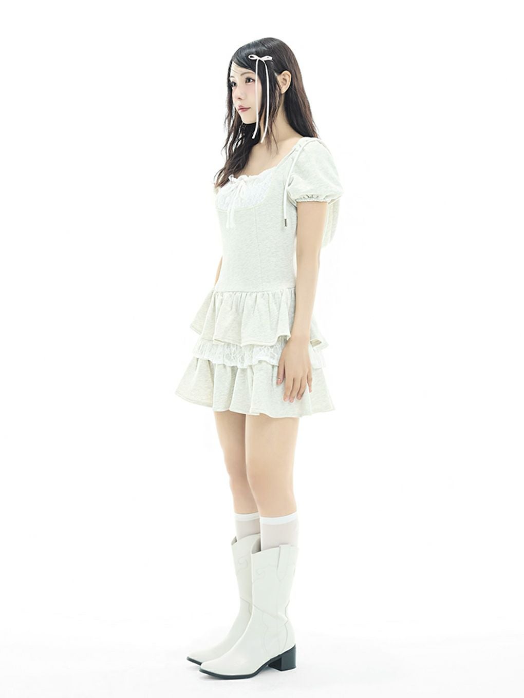 BUBBLES ガーリースウェットワンピース ホワイト BUBBLES】ガーリースウェットワンピース | sparkling mall online store
