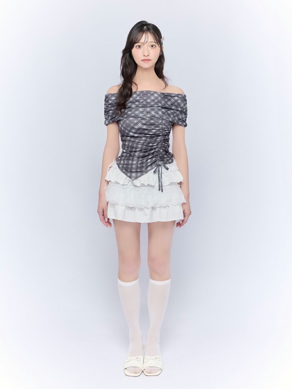 【BUBBLES】シアーオフショルトップス