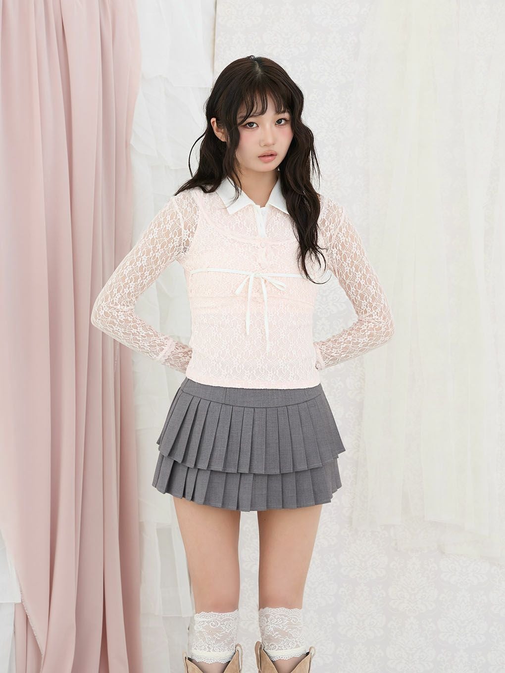 【BUBBLES】プリーツティアードスカパン