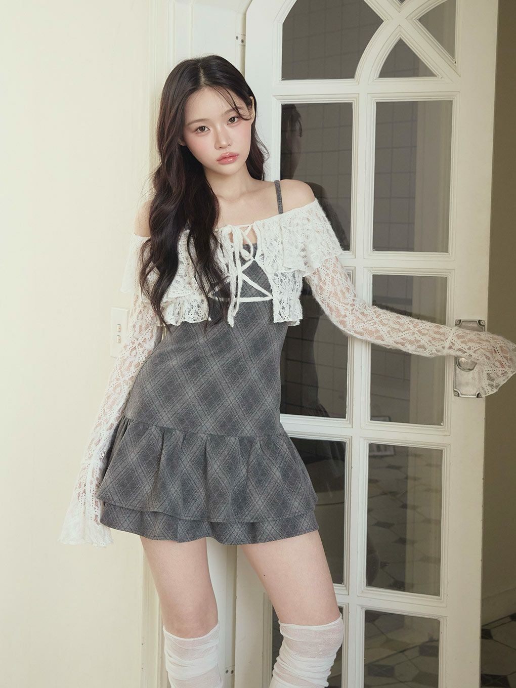 BUBBLEレースアンサンブルワンピース ホワイト S BUBBLES】レースアンサンブルワンピース | sparkling mall online store