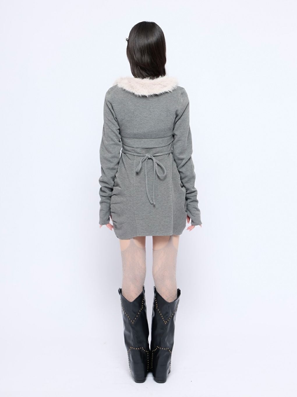 BUBBLES】ファーカラークロスワンピース | sparkling mall online store