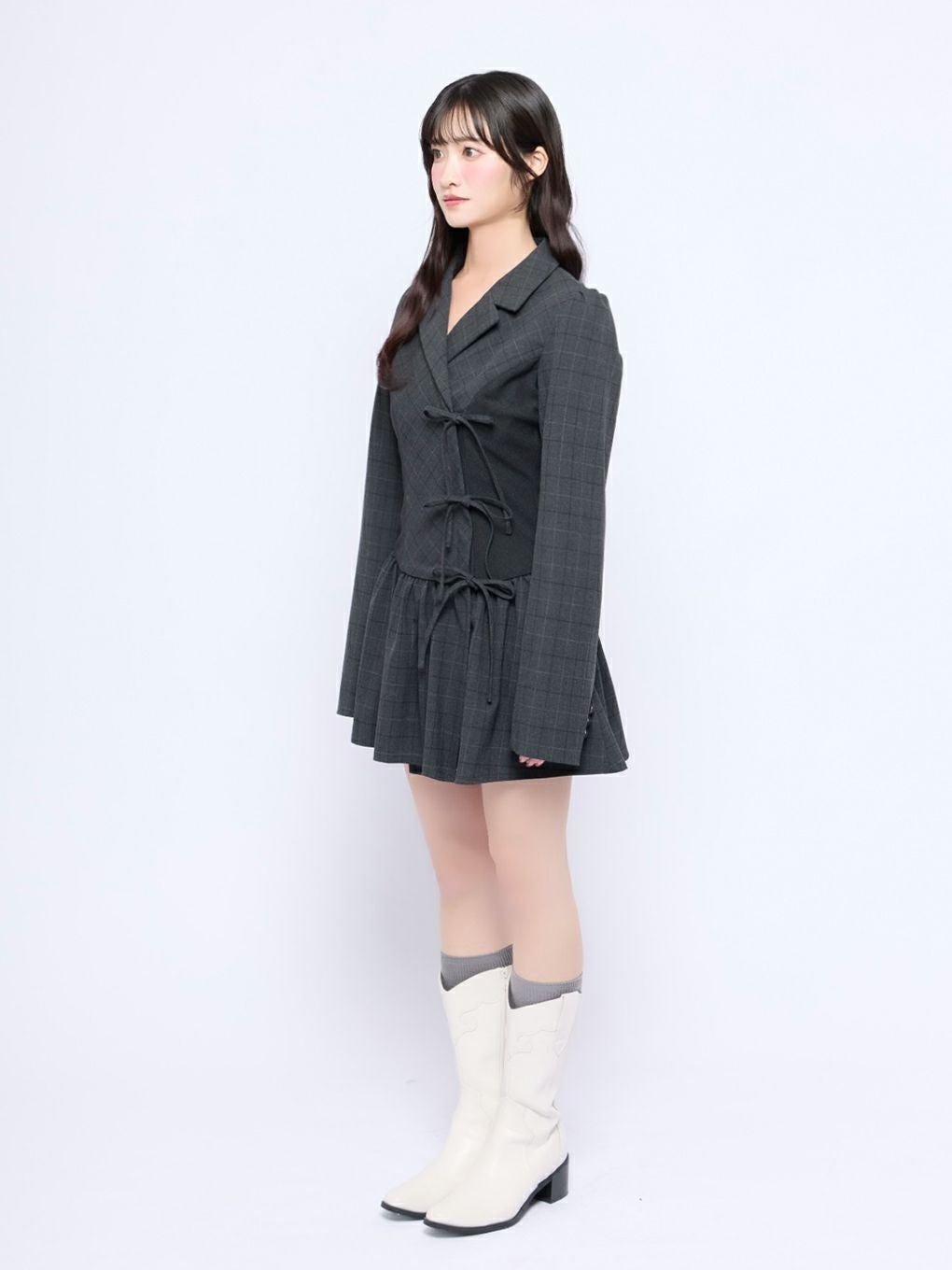 【BUBBLES】ミックスチェックジャケットワンピース