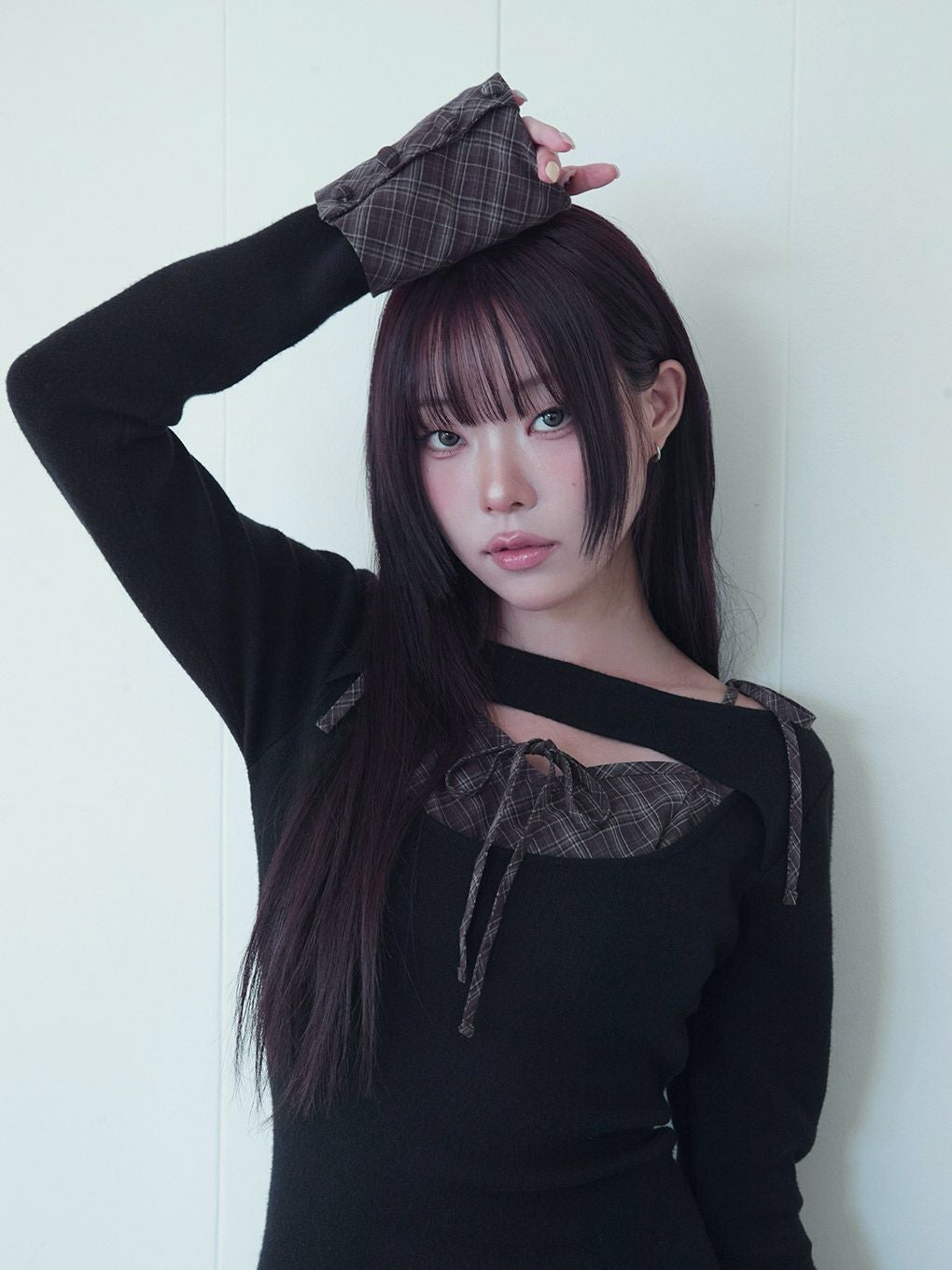 【BUBBLES】オープンリボンチェックワンピース