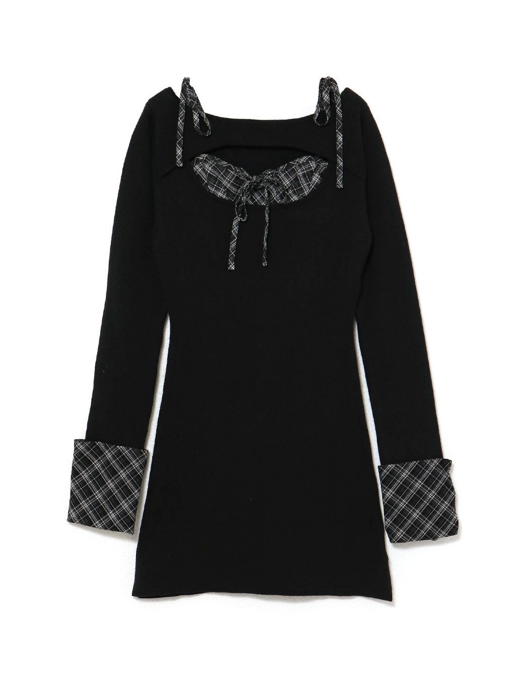 【BUBBLES】オープンリボンチェックワンピース