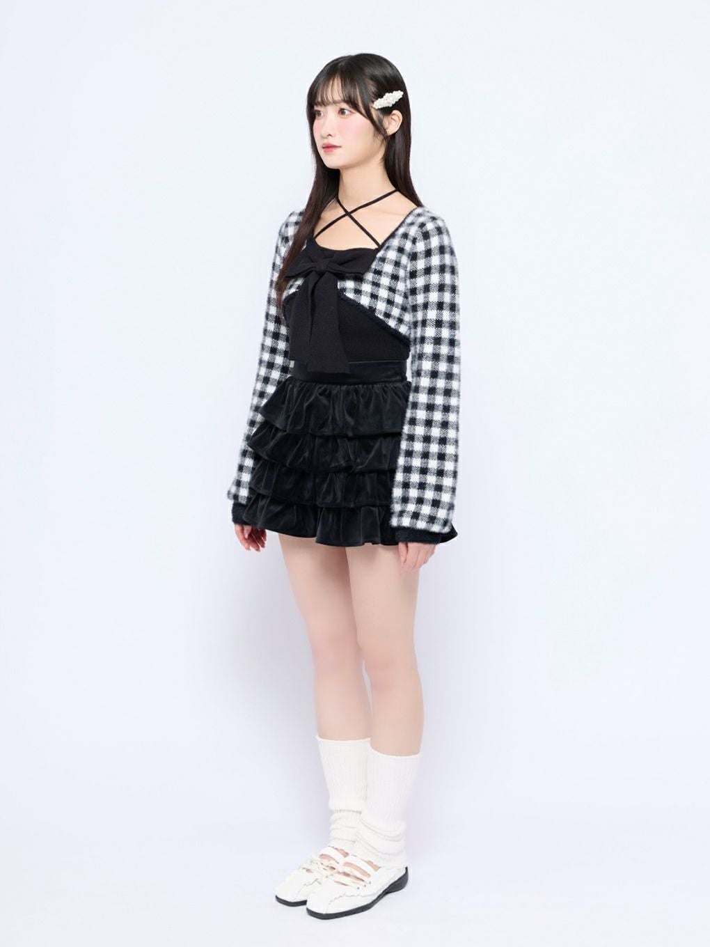 bubbles バブルス チェックリボンアンサンブル ブラック F BUBBLES】チェックリボンアンサンブル | sparkling mall online store