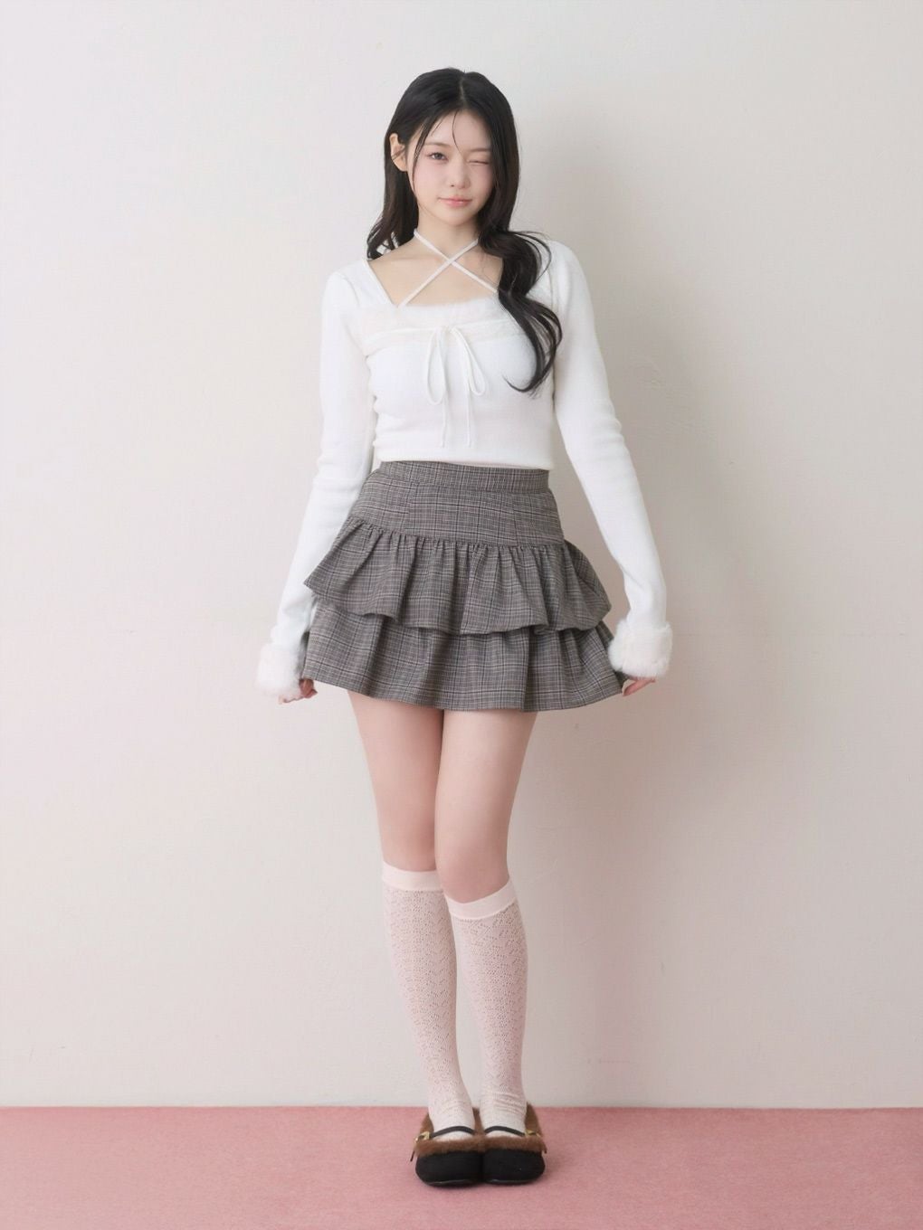 BUBBLES】ファーリボンニットトップス | sparkling mall online store