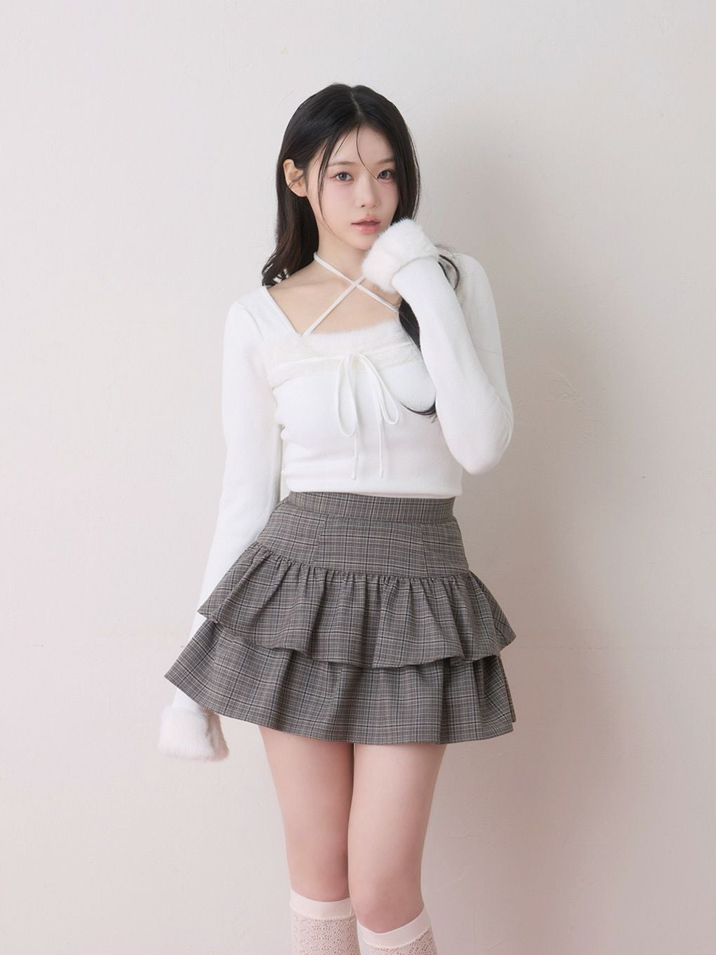 bubbles ファーリボンニットトップス BUBBLES】ファーリボンニットトップス | sparkling mall online store