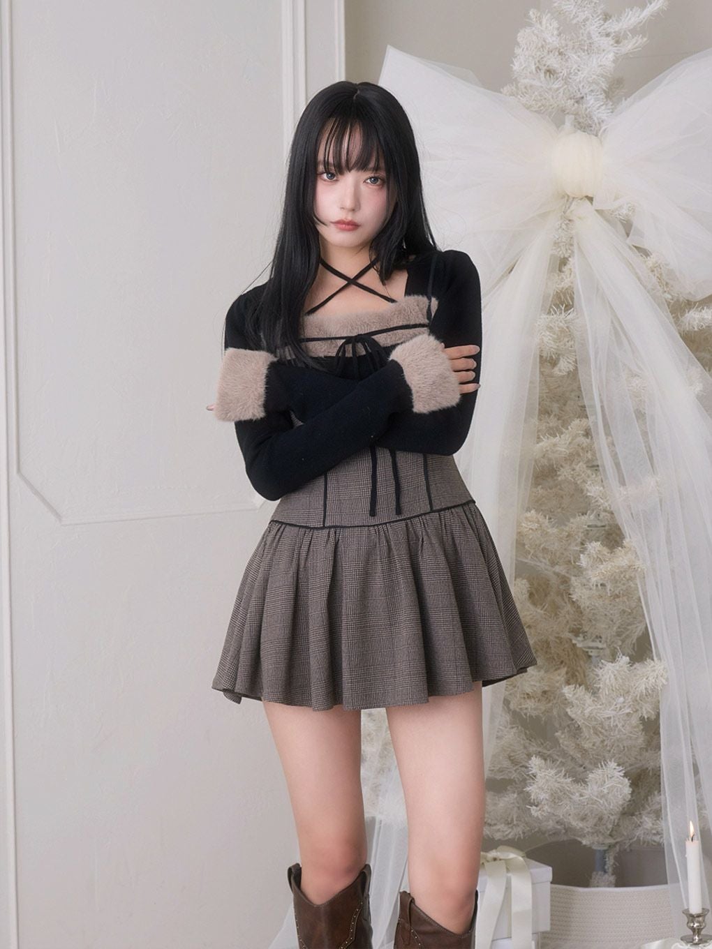 BUBBLES】ファーリボンニットトップス | sparkling mall online store