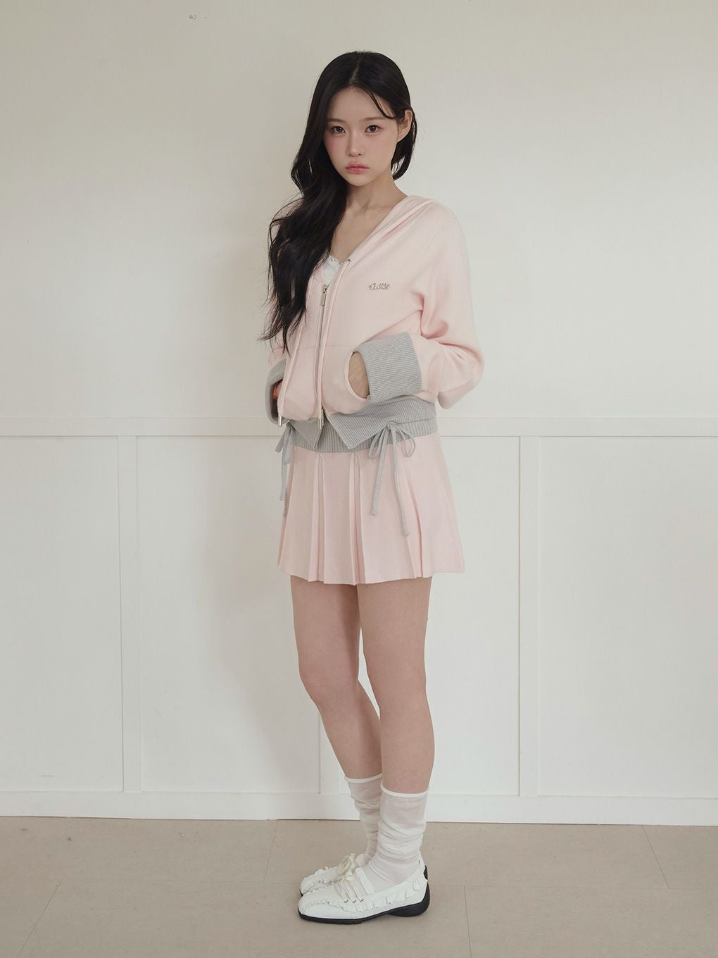 【BUBBLES】バイカラーパーカーニット