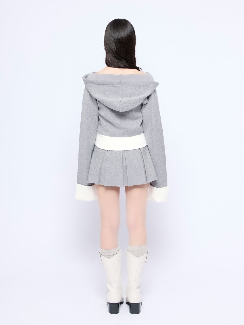 【BUBBLES】バイカラーパーカーニット