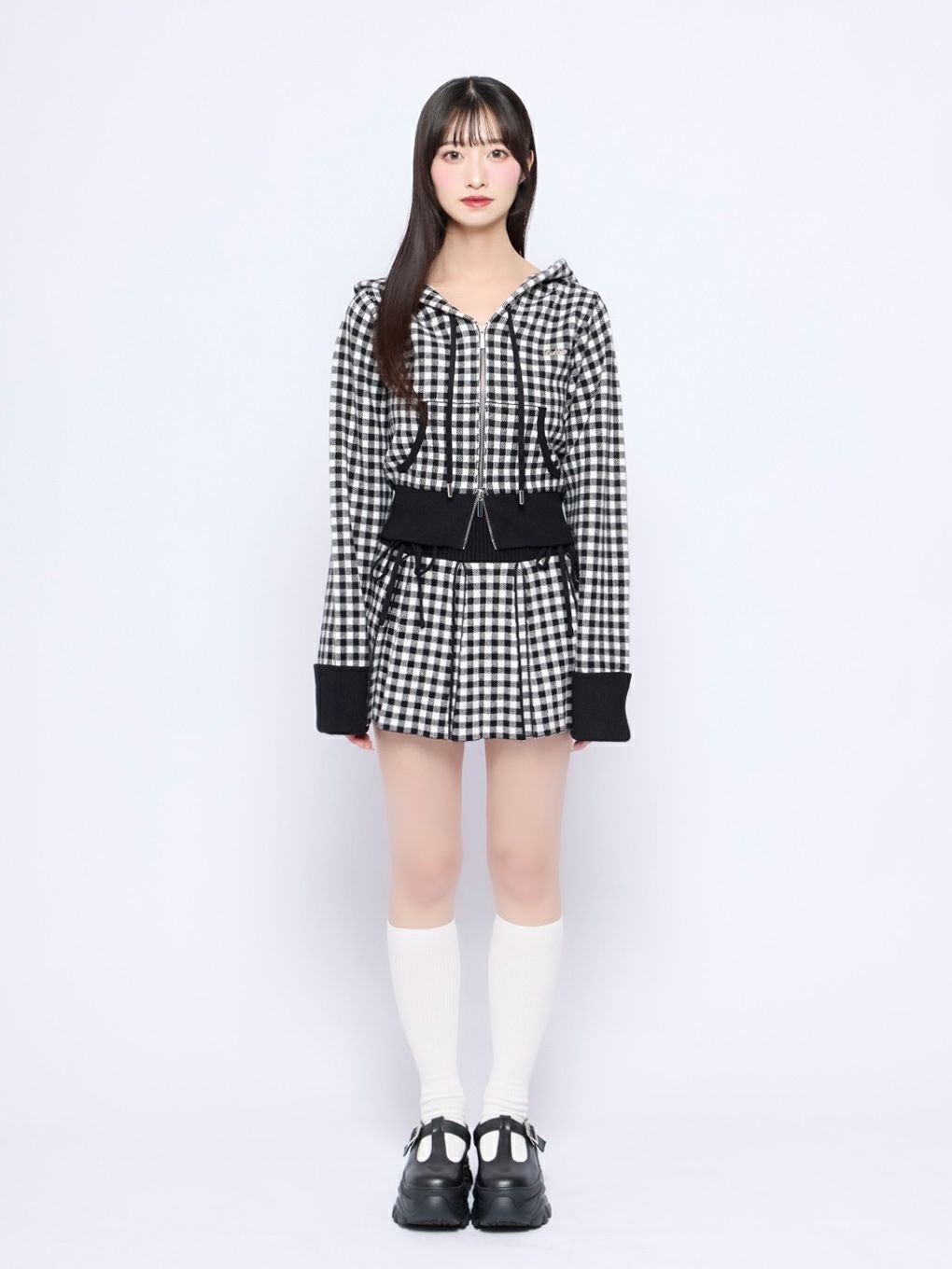 【BUBBLES】バイカラーパーカーニット