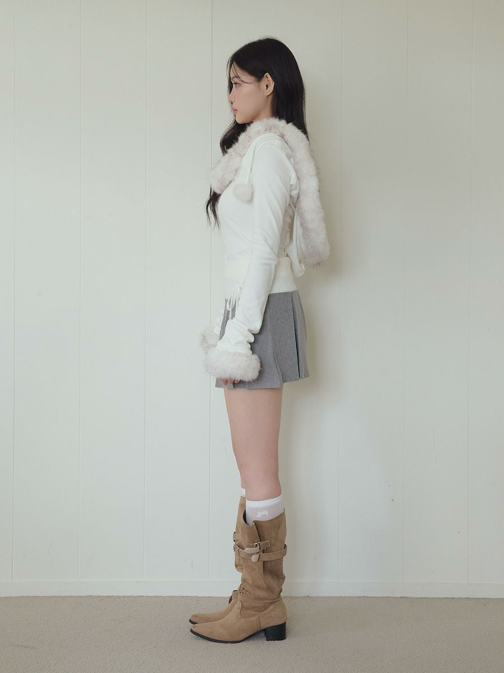 【BUBBLES】バイカラーニットスカパン