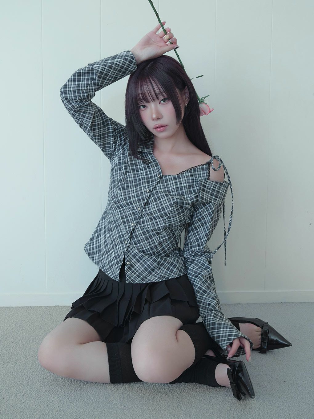 【BUBBLES】アシンメトリーリボンシャツ