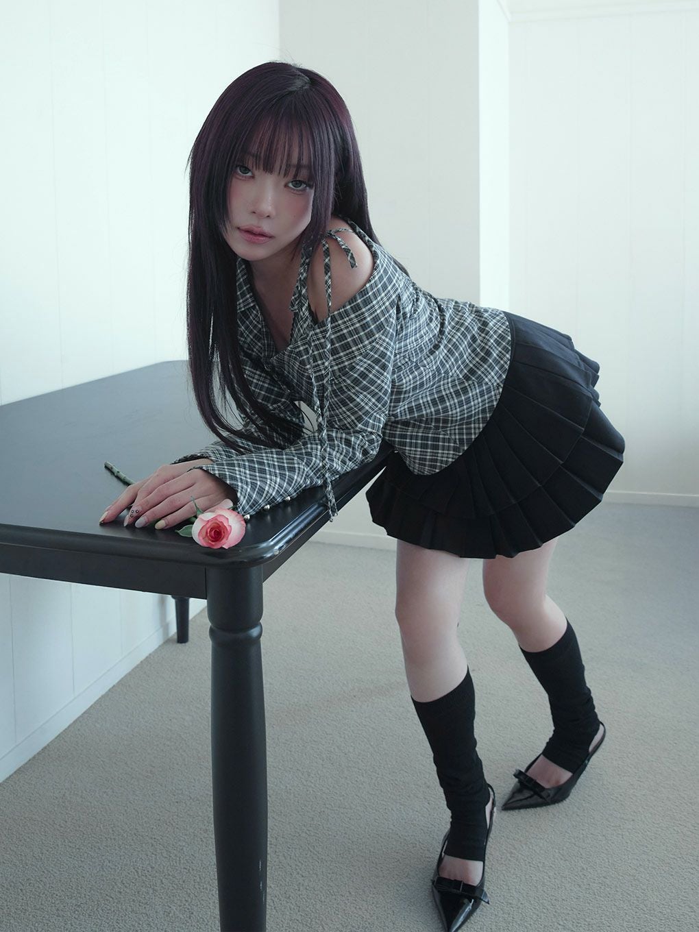 【BUBBLES】アシンメトリーリボンシャツ